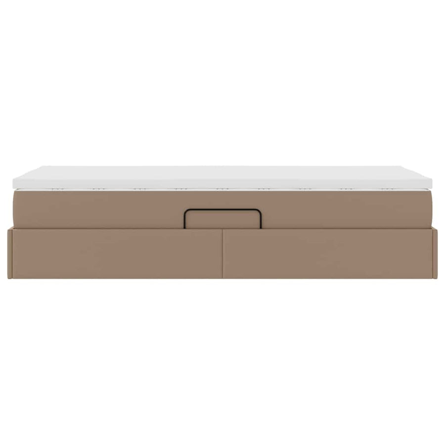 Opslag bed met matras Cappuccino 90 x 190 cm Nep Leer