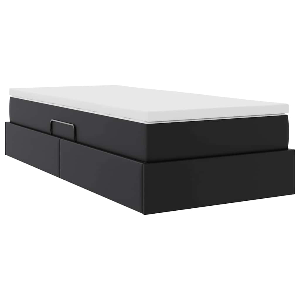 Opslag bed met matras met matras Zwart 90 x 200 cm Nep Leer