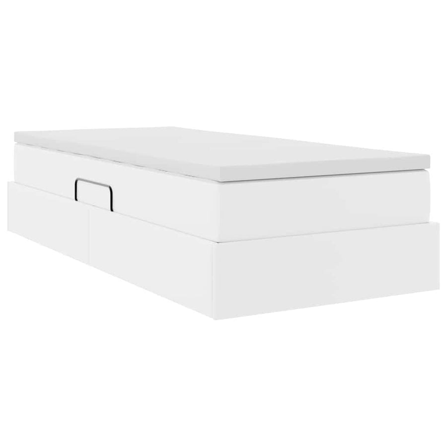 Opslag bed met matras met matras Wit 90 x 200 cm Nep Leer
