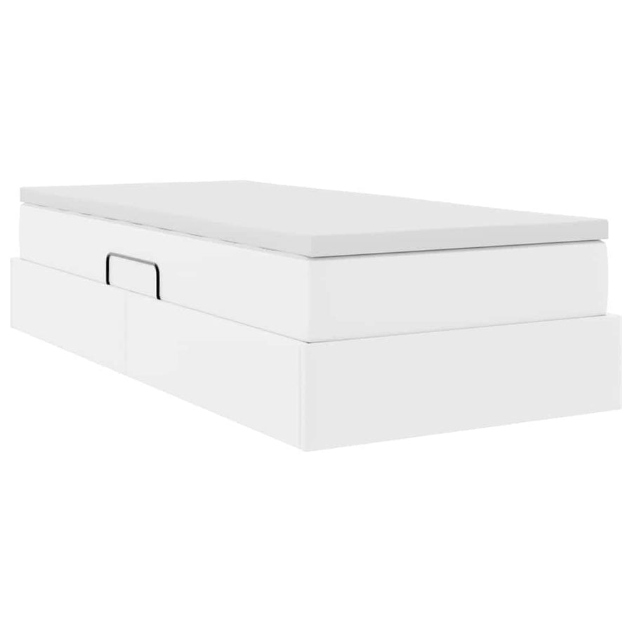 Opslag bed met matras met matras Wit 90 x 200 cm Nep Leer