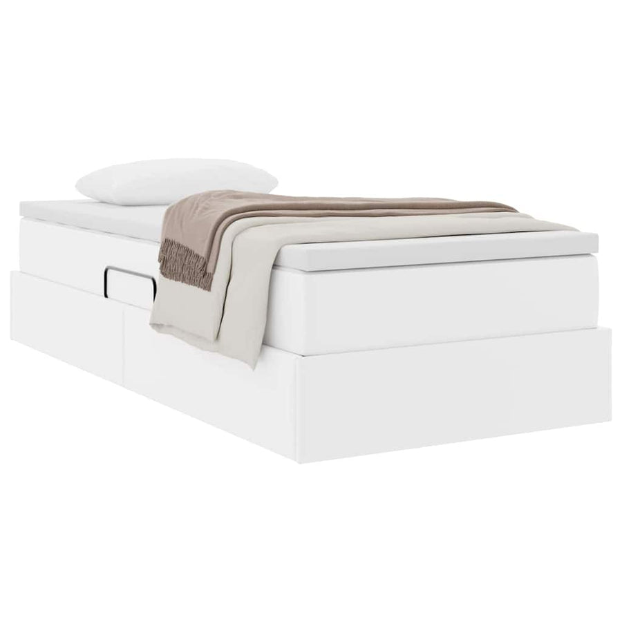 Opslag bed met matras met matras Wit 90 x 200 cm Nep Leer