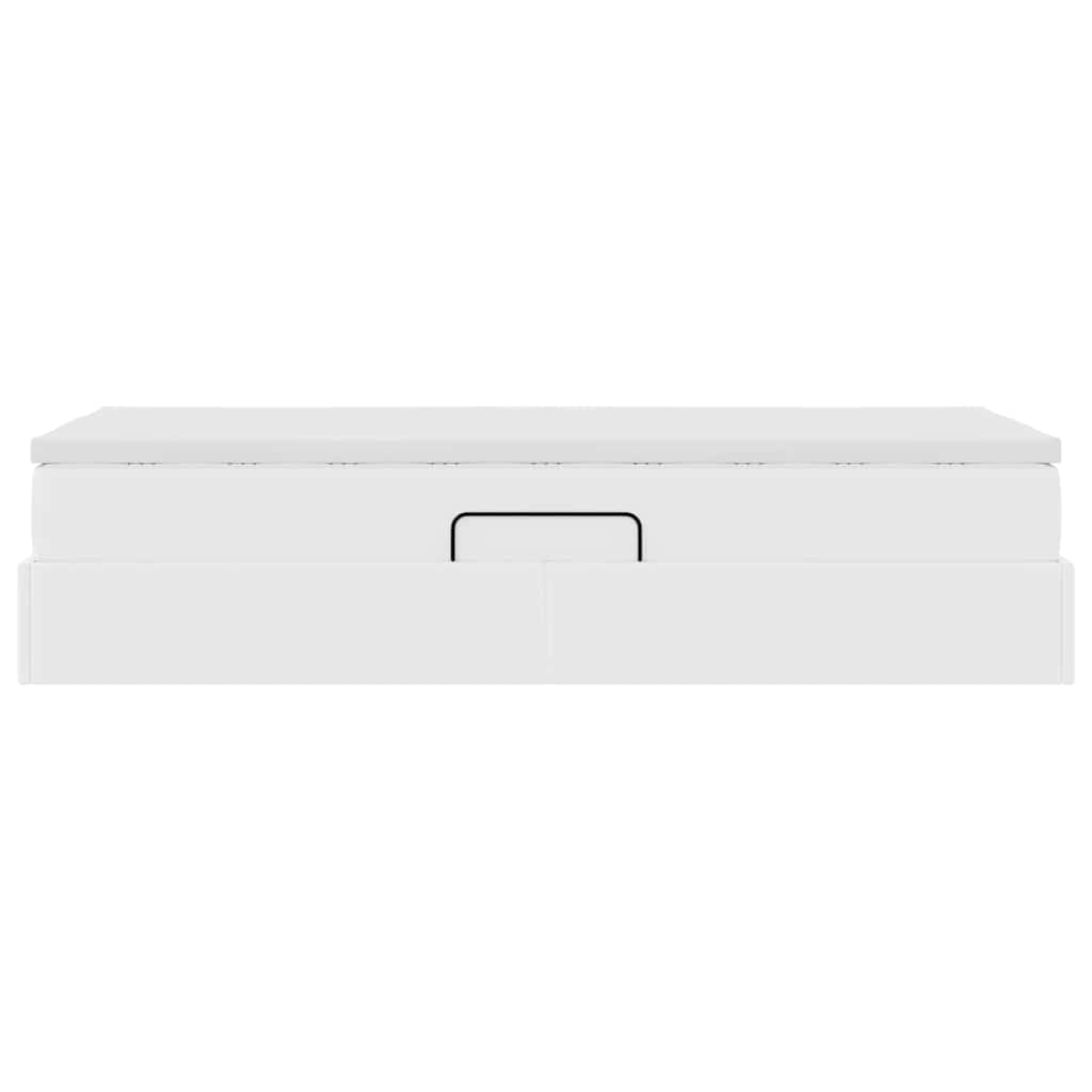 Opslag bed met matras met matras Wit 90 x 200 cm Nep Leer
