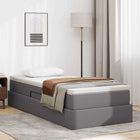 Storage Bed with Mattress with Mattress Grey 90 x 200 cm Faux Leather