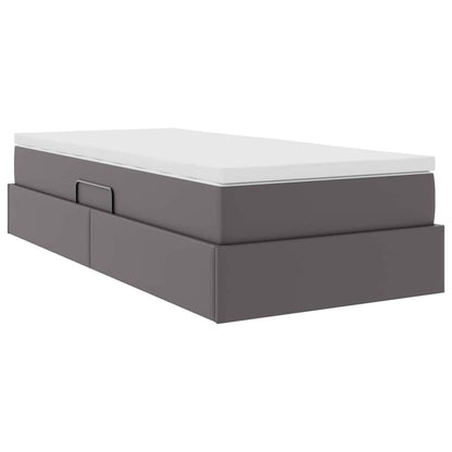 Opslag bed met matras met matras Grijs 90 x 200 cm Nep Leer