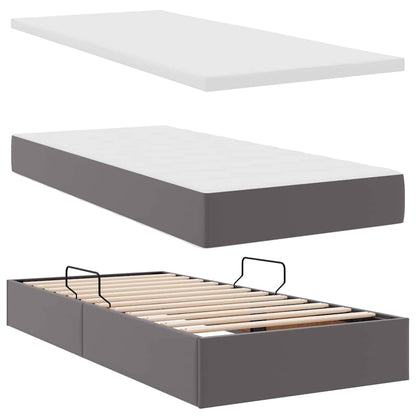 Opslag bed met matras met matras Grijs 90 x 200 cm Nep Leer
