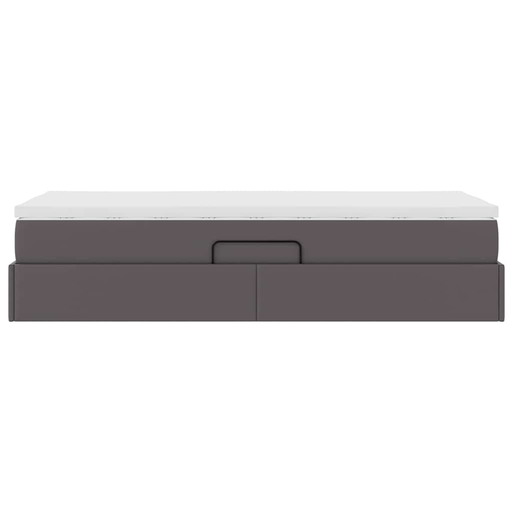 Opslag bed met matras met matras Grijs 90 x 200 cm Nep Leer