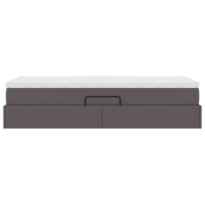 Opslag bed met matras met matras Grijs 90 x 200 cm Nep Leer