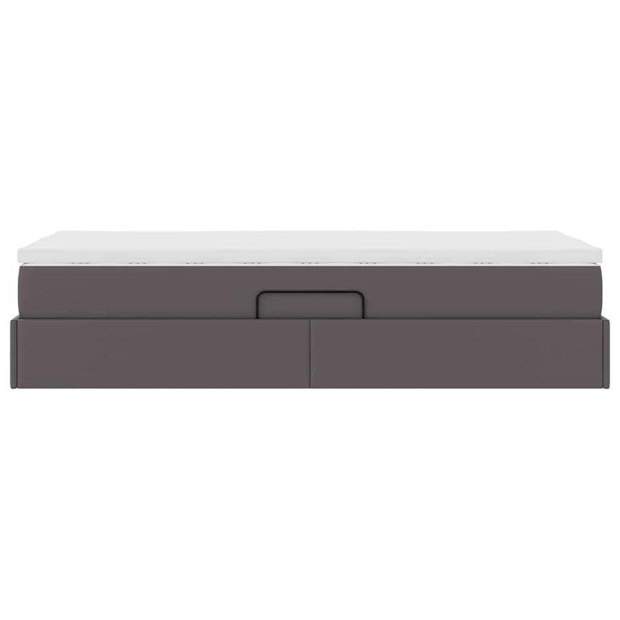 Opslag bed met matras met matras Grijs 90 x 200 cm Nep Leer