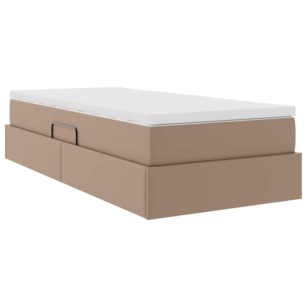 Opslag bed met matras Cappuccino 90 x 200 cm Nep Leer