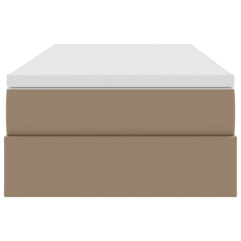 Opslag bed met matras Cappuccino 90 x 200 cm Nep Leer