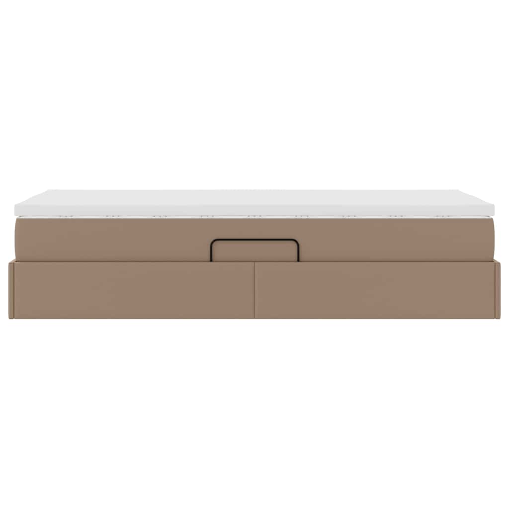 Opslag bed met matras Cappuccino 90 x 200 cm Nep Leer
