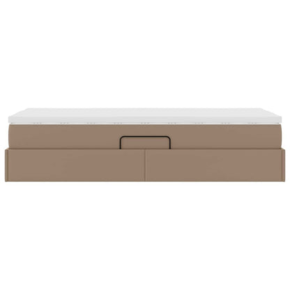Opslag bed met matras Cappuccino 90 x 200 cm Nep Leer