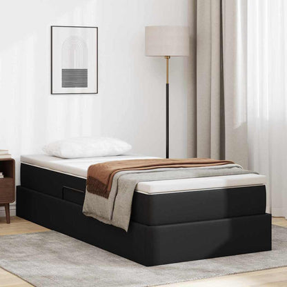 Opslag bed met matras met matras Zwart 100 x 200 cm Nep Leer