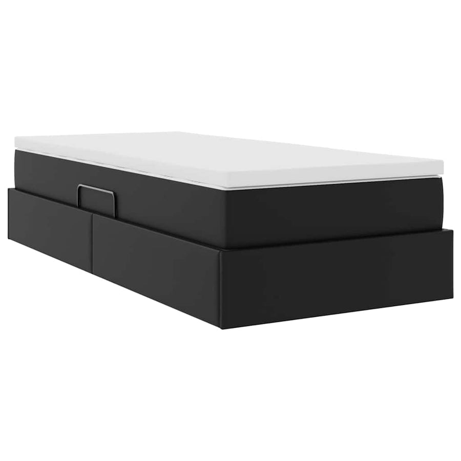 Opslag bed met matras met matras Zwart 100 x 200 cm Nep Leer