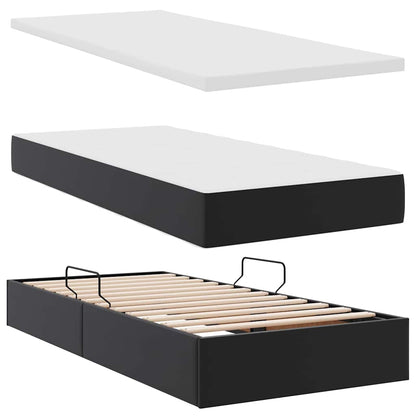Opslag bed met matras met matras Zwart 100 x 200 cm Nep Leer