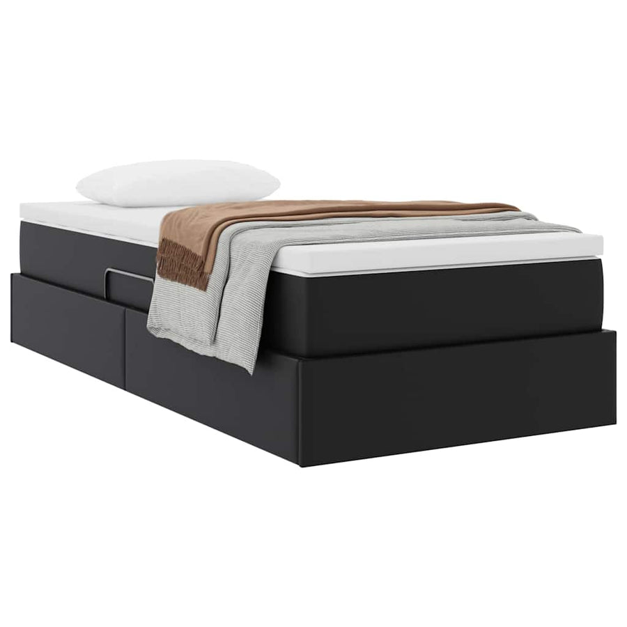 Opslag bed met matras met matras Zwart 100 x 200 cm Nep Leer