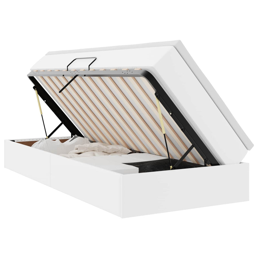 Opslag bed met matras met matras Wit 100 x 200 cm Nep Leer