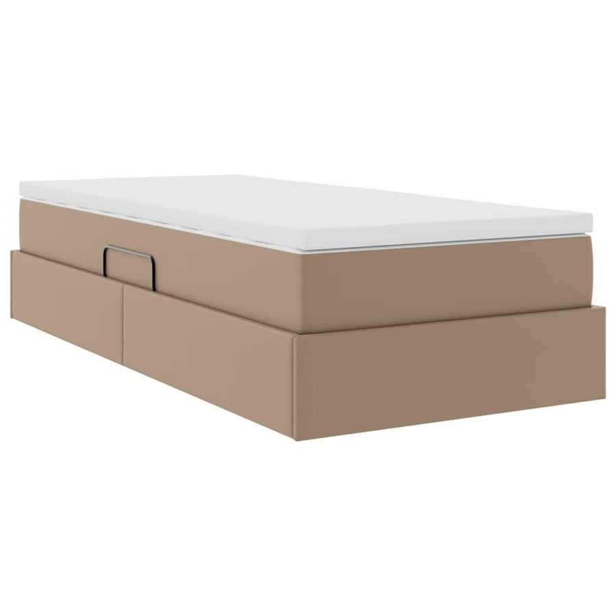 Opslag bed met matras Cappuccino 100 x 200 cm Nep Leer