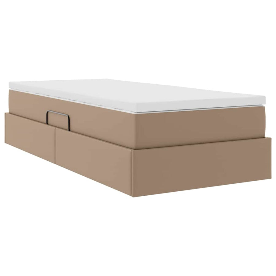 Opslag bed met matras Cappuccino 100 x 200 cm Nep Leer