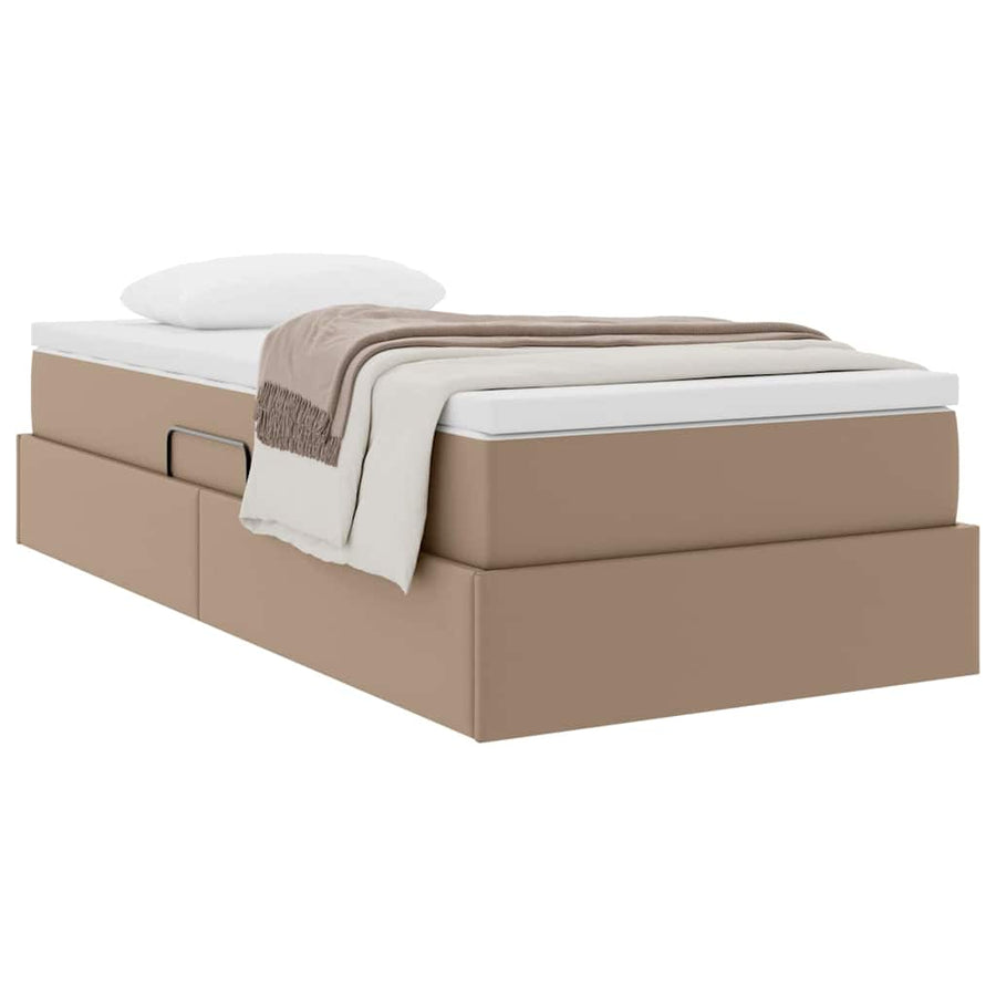 Opslag bed met matras Cappuccino 100 x 200 cm Nep Leer