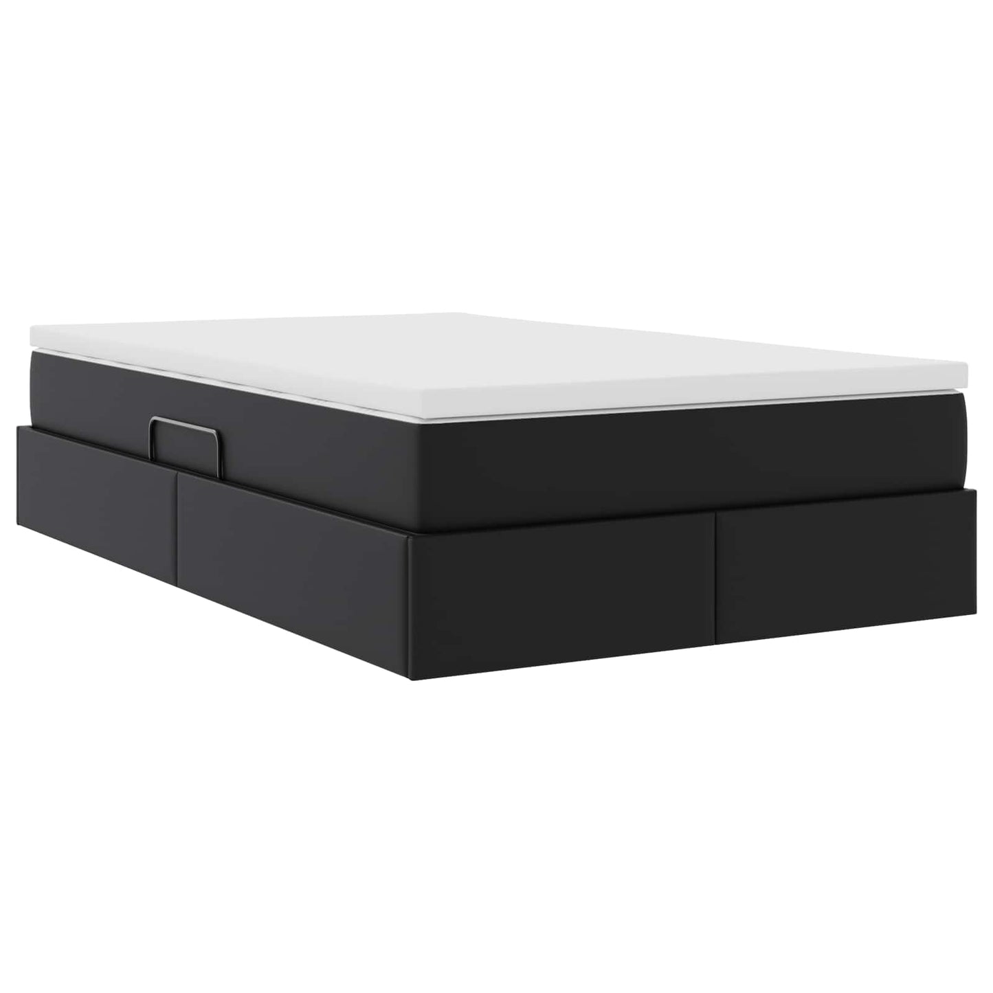 Opbergbed met matras met matras Zwart 120 x 190 cm Nep Leer