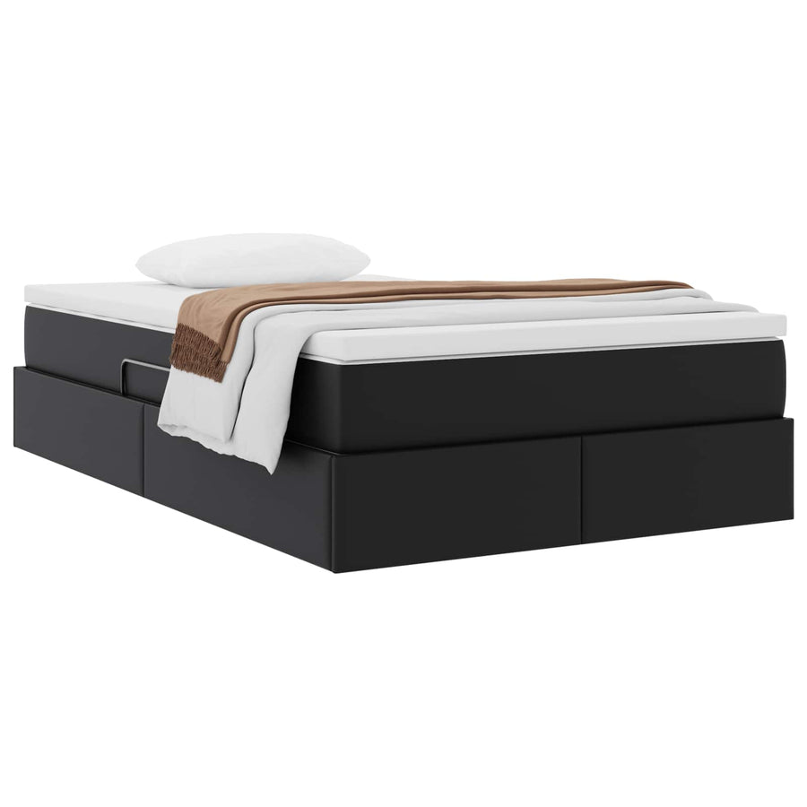 Opbergbed met matras met matras Zwart 120 x 190 cm Nep Leer