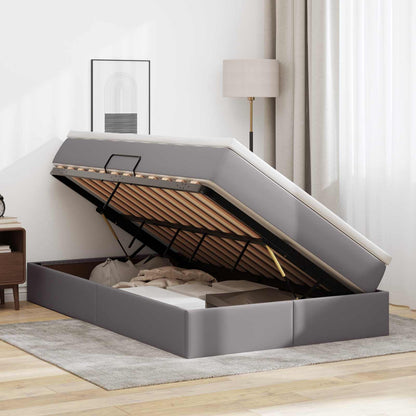 Opbergbed met matras met matras Grijs 120 x 190 cm Nep Leer