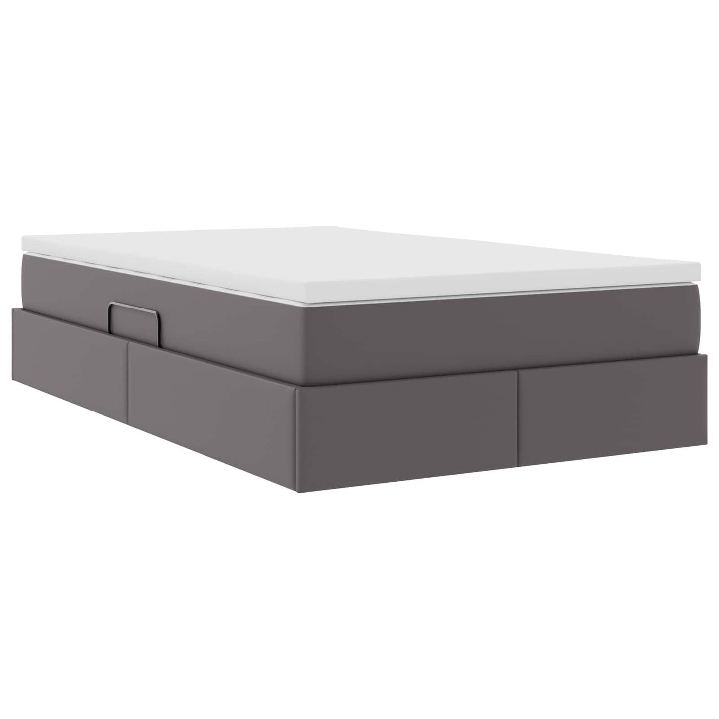 Opbergbed met matras met matras Grijs 120 x 190 cm Nep Leer