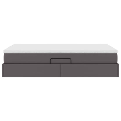 Opbergbed met matras met matras Grijs 120 x 190 cm Nep Leer