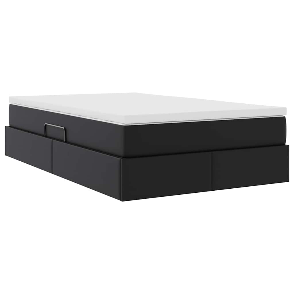 Opbergbed met matras met matras Zwart 120 x 200 cm Nep Leer