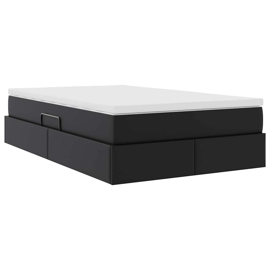 Opbergbed met matras met matras Zwart 120 x 200 cm Nep Leer