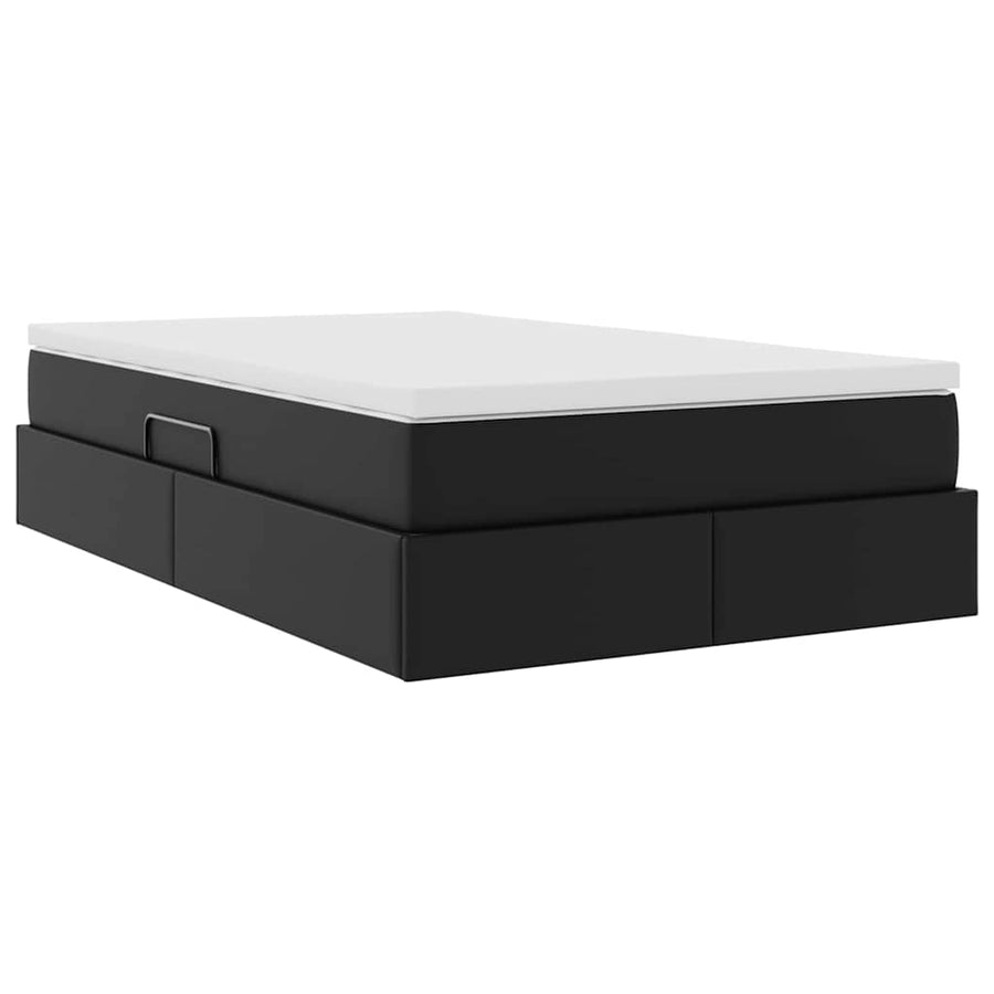 Opbergbed met matras met matras Zwart 120 x 200 cm Nep Leer