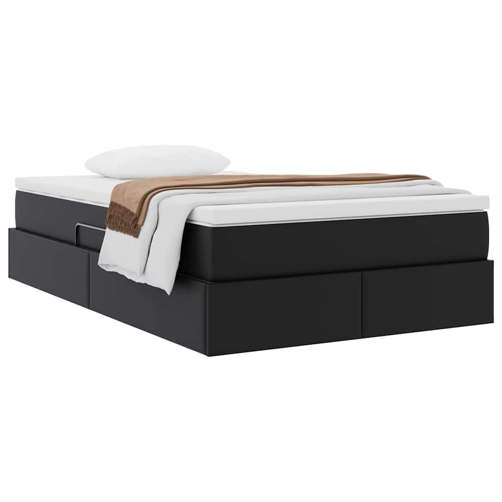 Opbergbed met matras met matras Zwart 120 x 200 cm Nep Leer