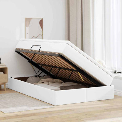 Opbergbed met matras met matras Wit 120 x 200 cm Nep Leer