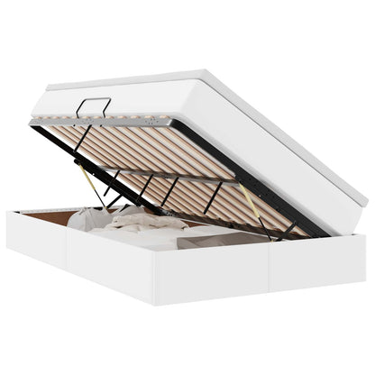 Opbergbed met matras met matras Wit 120 x 200 cm Nep Leer