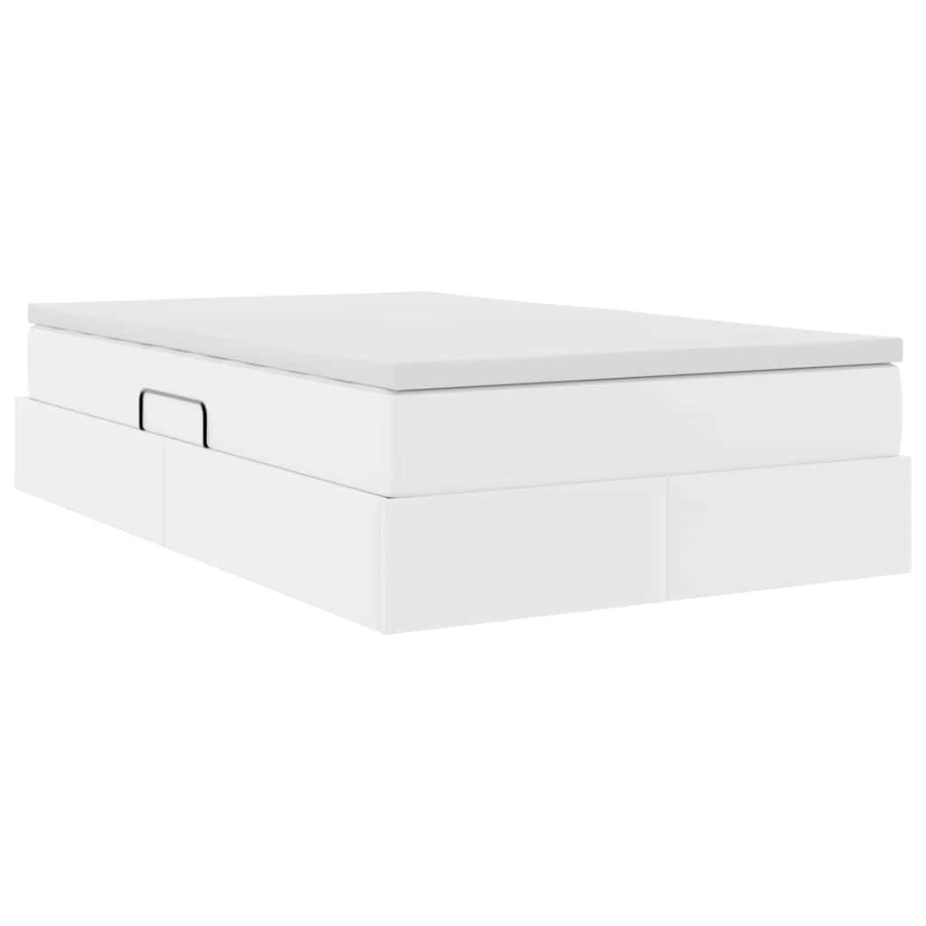 Opbergbed met matras met matras Wit 120 x 200 cm Nep Leer