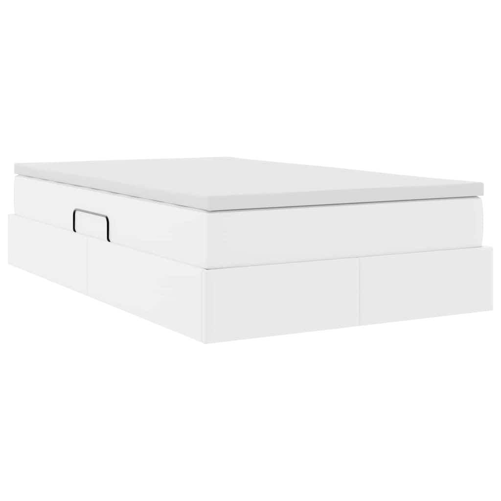 Opbergbed met matras met matras Wit 120 x 200 cm Nep Leer