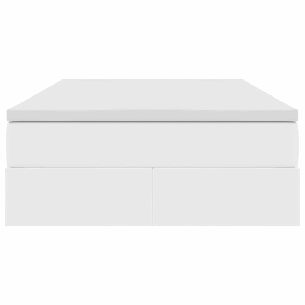 Opbergbed met matras met matras Wit 120 x 200 cm Nep Leer