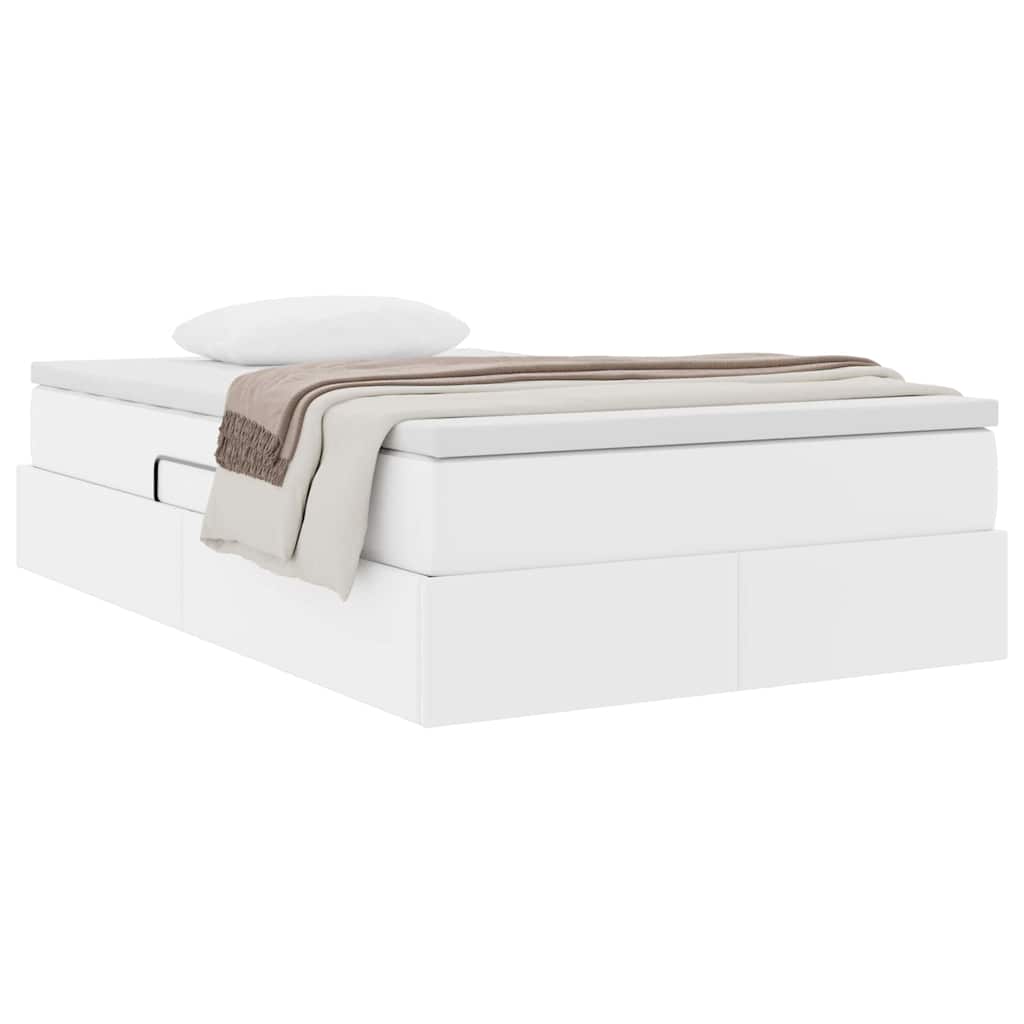 Opbergbed met matras met matras Wit 120 x 200 cm Nep Leer