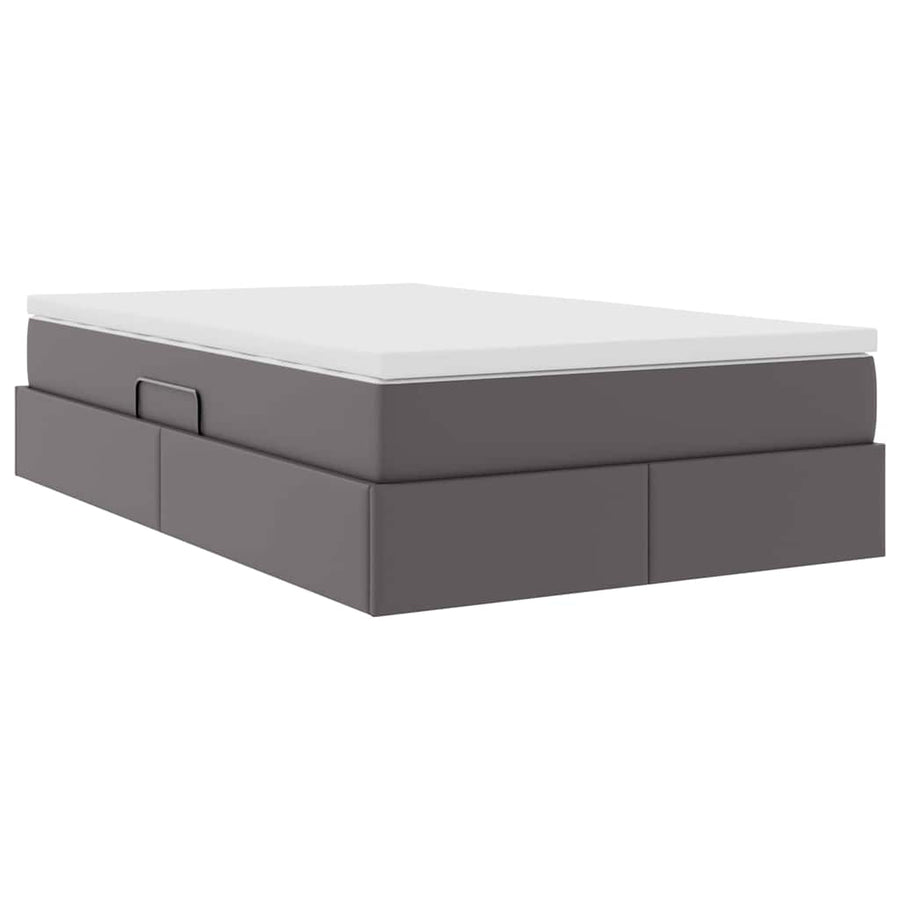 Opbergbed met matras met matras Grijs 120 x 200 cm Nep Leer