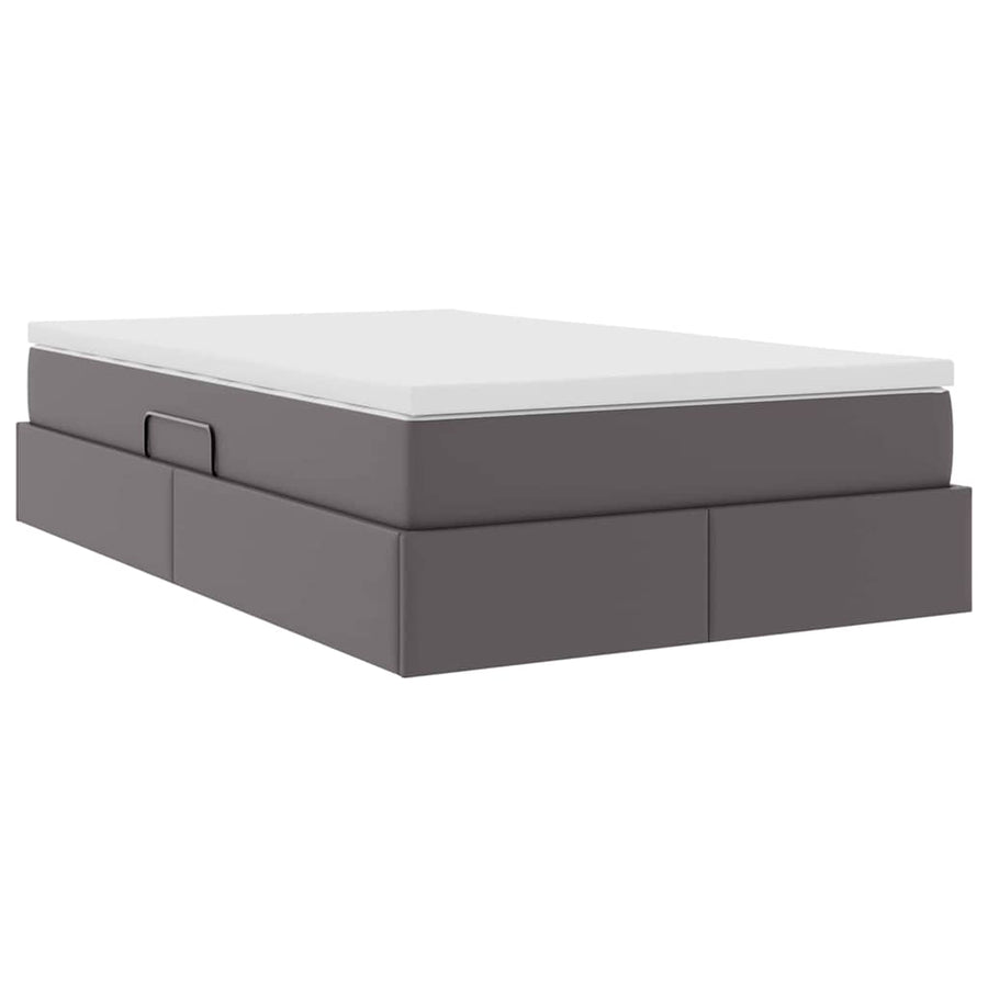 Opbergbed met matras met matras Grijs 120 x 200 cm Nep Leer