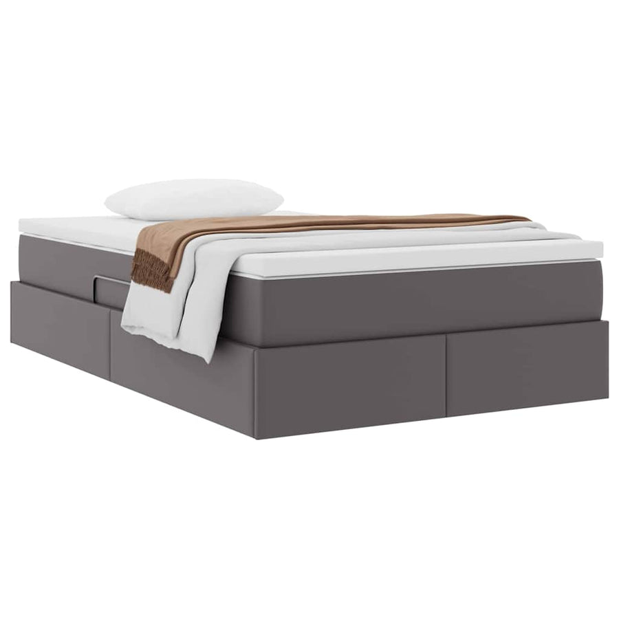 Opbergbed met matras met matras Grijs 120 x 200 cm Nep Leer