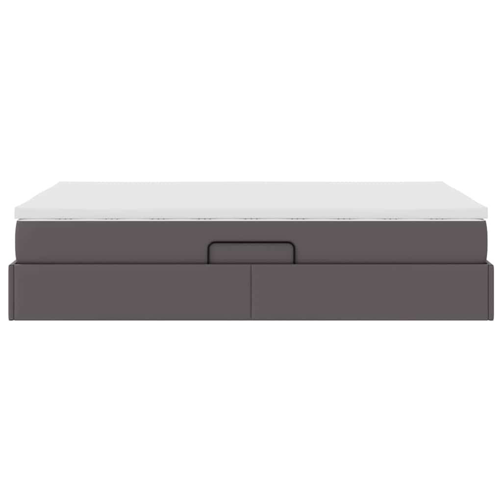 Opbergbed met matras met matras Grijs 120 x 200 cm Nep Leer