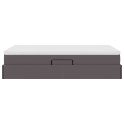 Opbergbed met matras met matras Grijs 120 x 200 cm Nep Leer