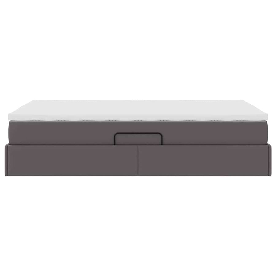 Opbergbed met matras met matras Grijs 120 x 200 cm Nep Leer