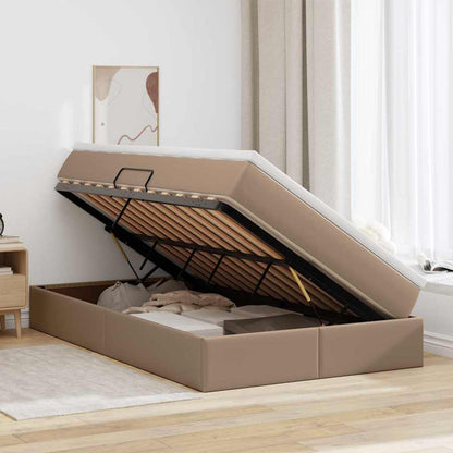 Opbergbed met matras Cappuccino 120 x 200 cm Nep Leer