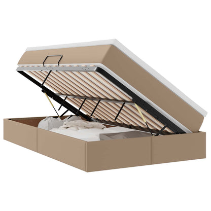 Opbergbed met matras Cappuccino 120 x 200 cm Nep Leer