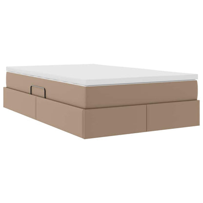 Opbergbed met matras Cappuccino 120 x 200 cm Nep Leer