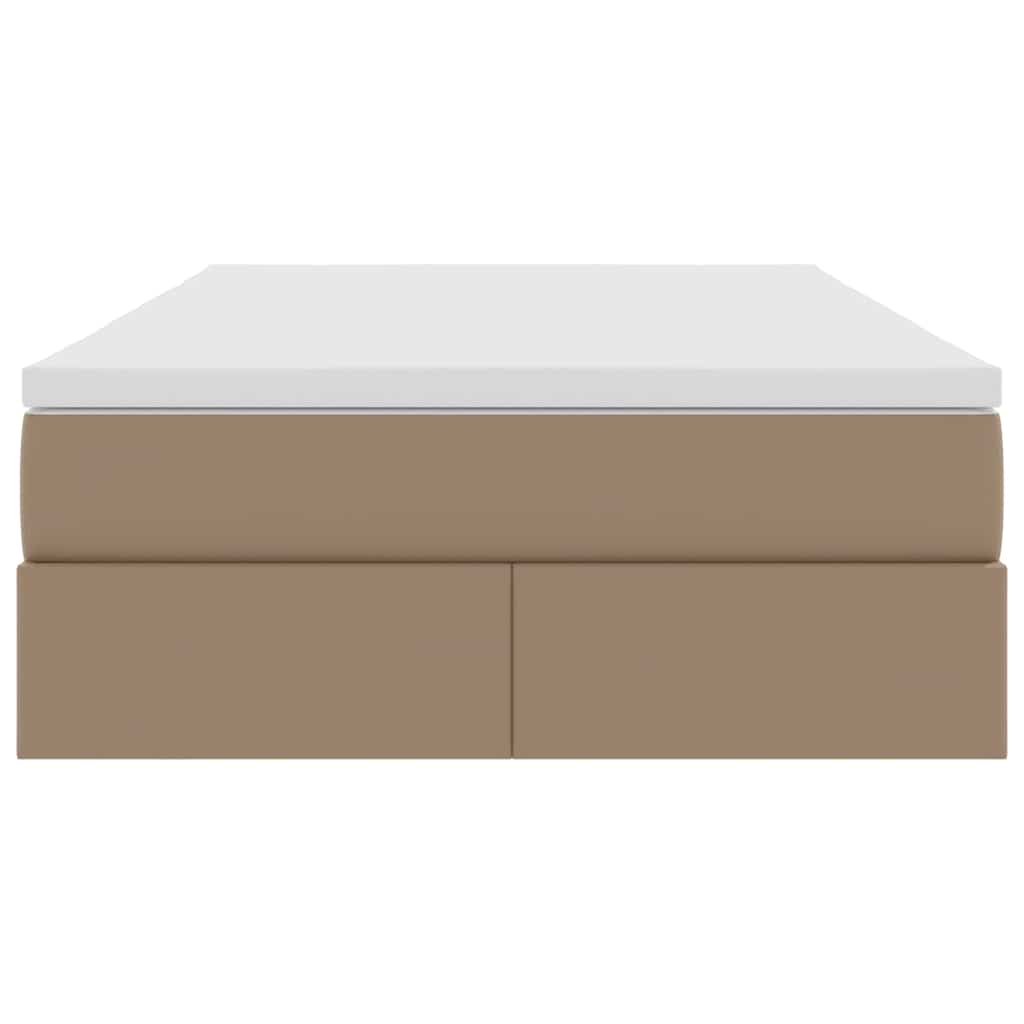 Opbergbed met matras Cappuccino 120 x 200 cm Nep Leer