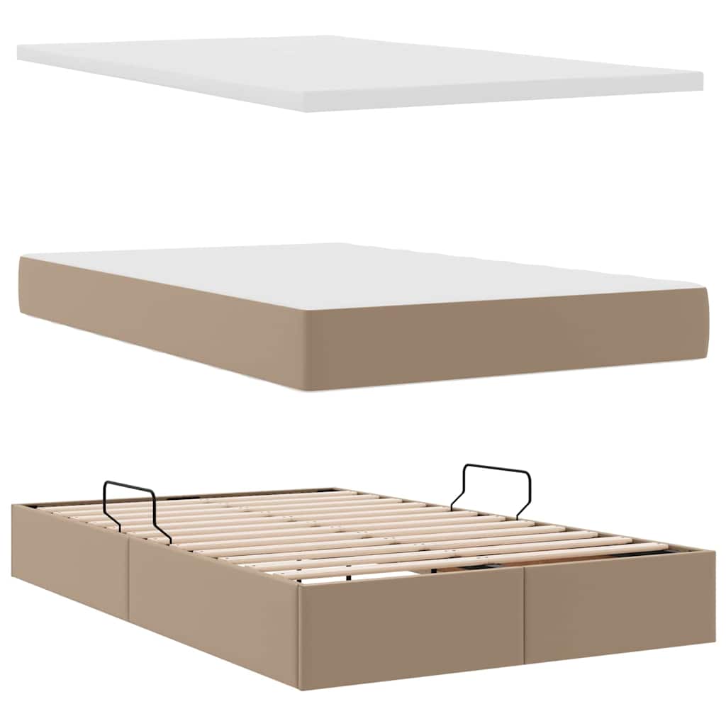 Opbergbed met matras Cappuccino 120 x 200 cm Nep Leer